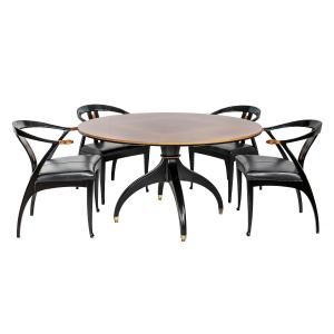 Ensemble De Table à Manger Et Chaises Giorgetti Italien Du Milieu Du Siècle Des Années 1980