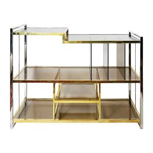 Italian Brass, Chrome And Glass Console/lectern By Serantoni&arcangeli