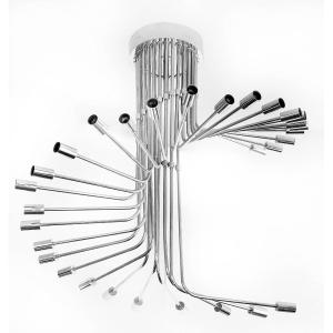Italian Gaetano Sciolari Chrome Spiral Chandelier, Mid-20th Century Style, Circa 1970