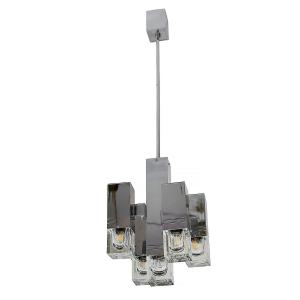 Lustre italien Sciolari en chrome et verre, style milieu du XXe siècle, vers 1970