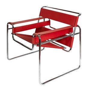 Wassily Lounge Chair In Red Canvas Marcel Breuer By Knoll