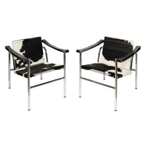 Paire de fauteuils vintage Le Corbusier LC1 par Cassina