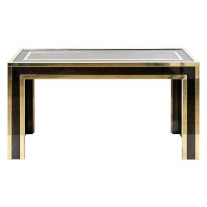 Console italienne style Mid-Century en laiton, bois et verre