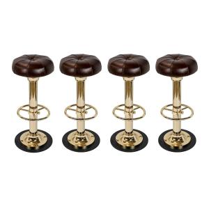 Set Of 4 Italian Brass Mid-century Style Bar Stools/chairs