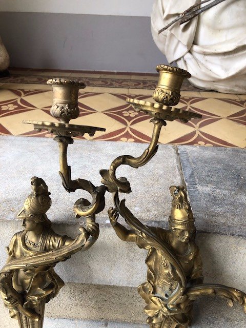 Pair Of Regency Style Gilt Bronze Sconces-photo-3