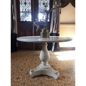 19th Century Flow Marble Pedestal Table