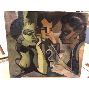 1930s Cubist Character Scene