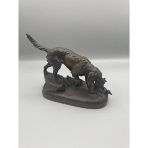 Hunting Dog Stopping. Signed Lecourtier