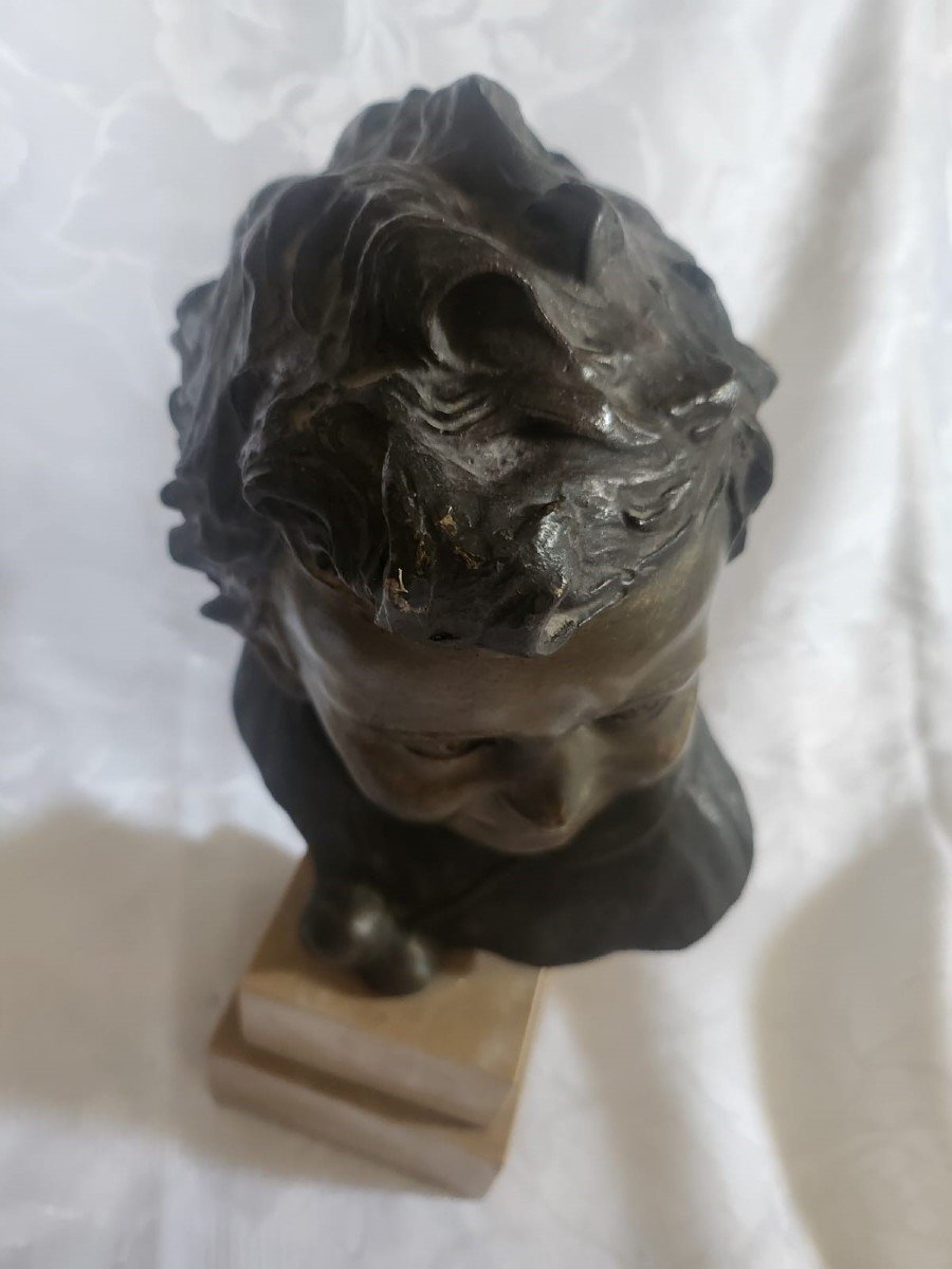 Bronze Bust, Vincenzo Cinque (naples, 1852 - Naples, 1929)  -photo-3