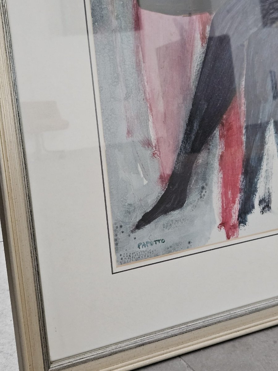 Peinture à l'huile sur toile représentant des personnages, signée Papotto-photo-3