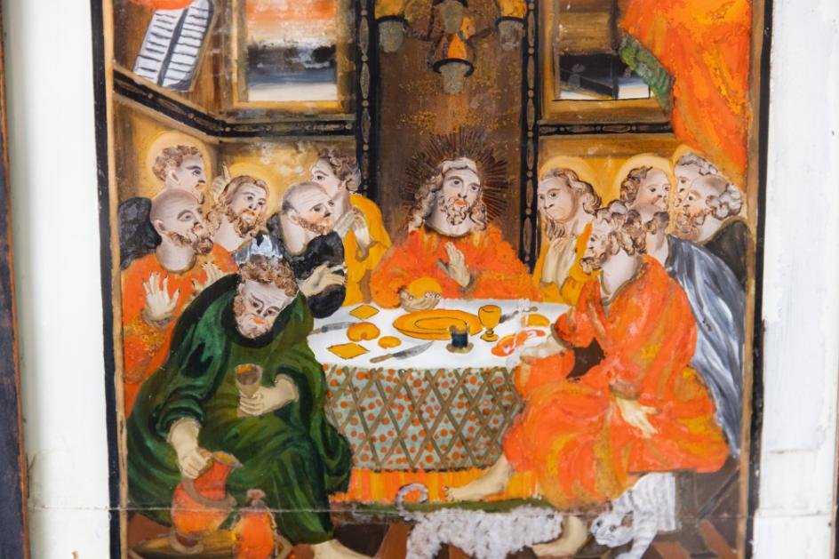 Dernier repas,  huile sur verre-photo-2