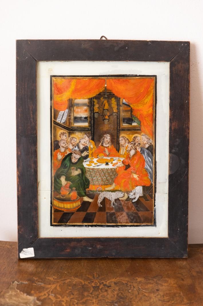Dernier repas,  huile sur verre
