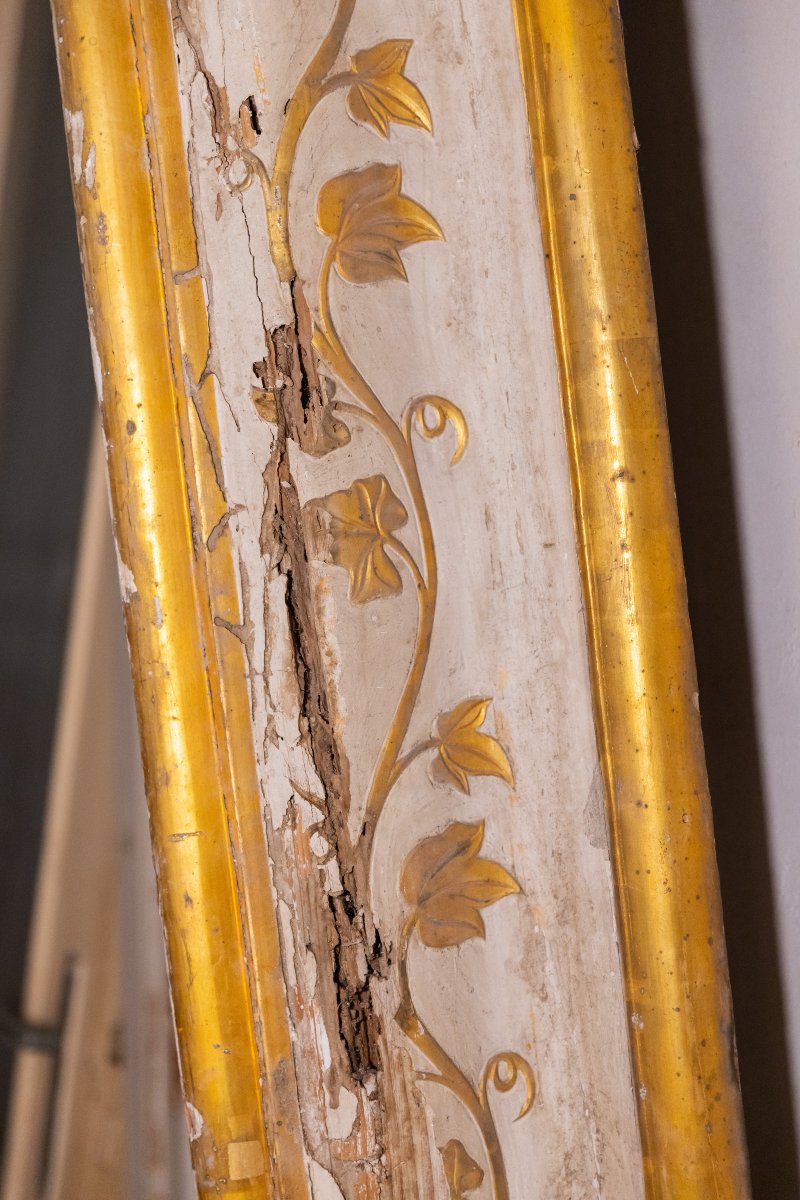 Jambages et linteau en bois laqué et doré-photo-2