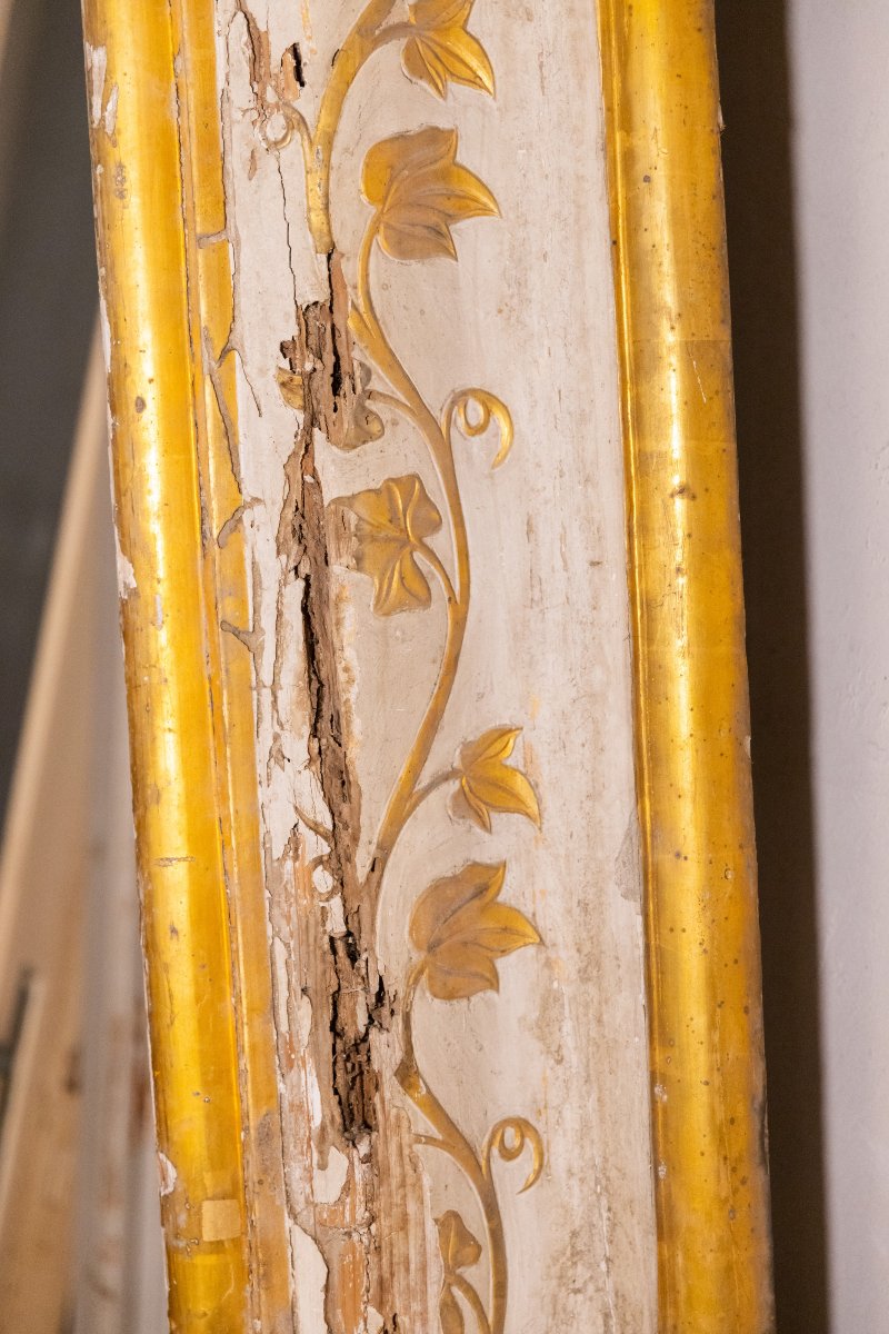 Jambages et linteau en bois laqué et doré-photo-4