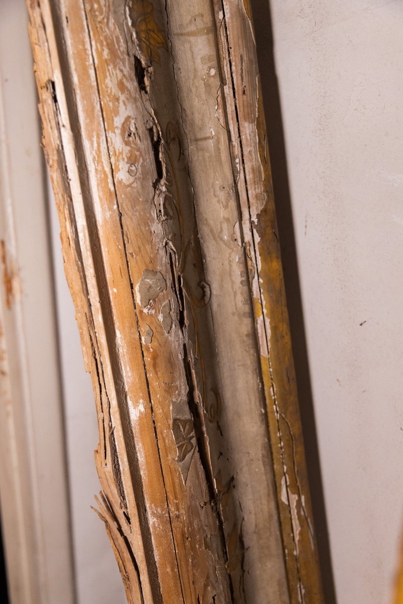 Jambages et linteau en bois laqué et doré-photo-2