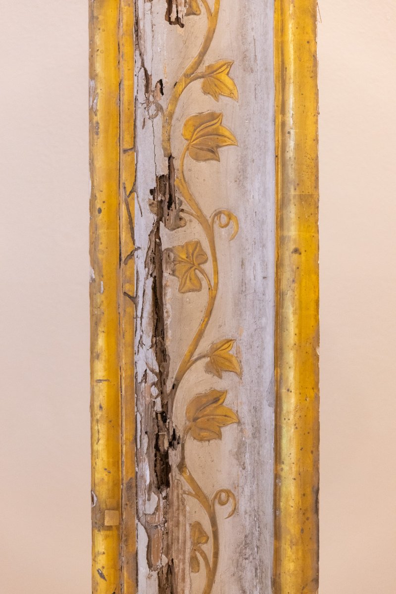 Jambages et linteau en bois laqué et doré-photo-4