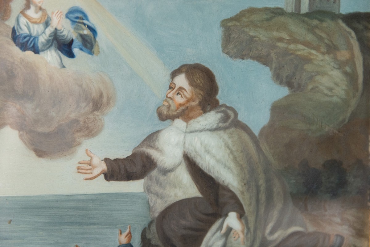 Biblical Scene, Mid-19th Century Oil On Glass-photo-3