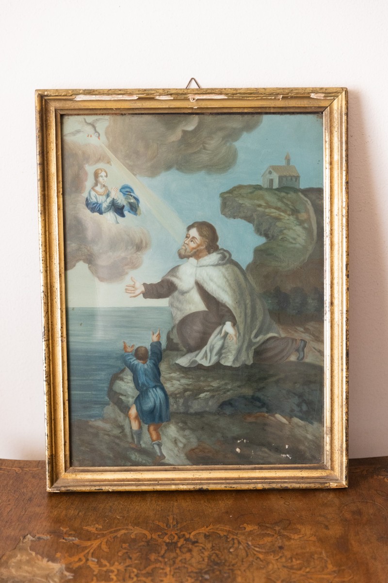 Biblical Scene, Mid-19th Century Oil On Glass