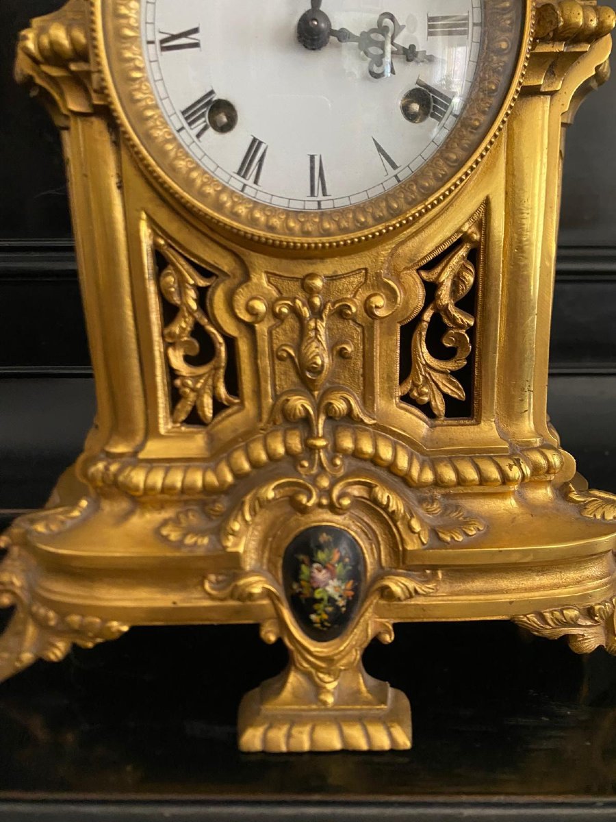 Horloge en bronze laqué or-photo-2