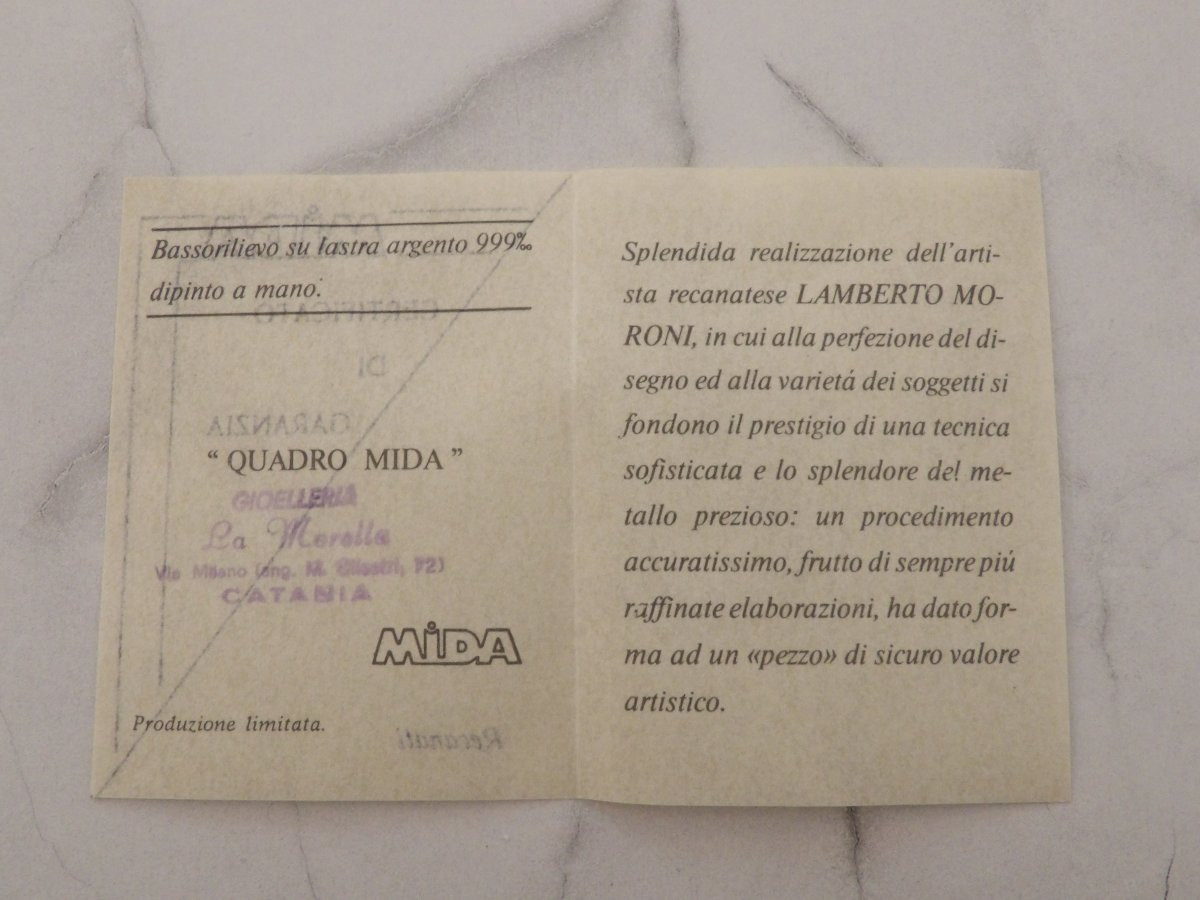 Bas-relief sur plaque d'argent peinte à la main-photo-4