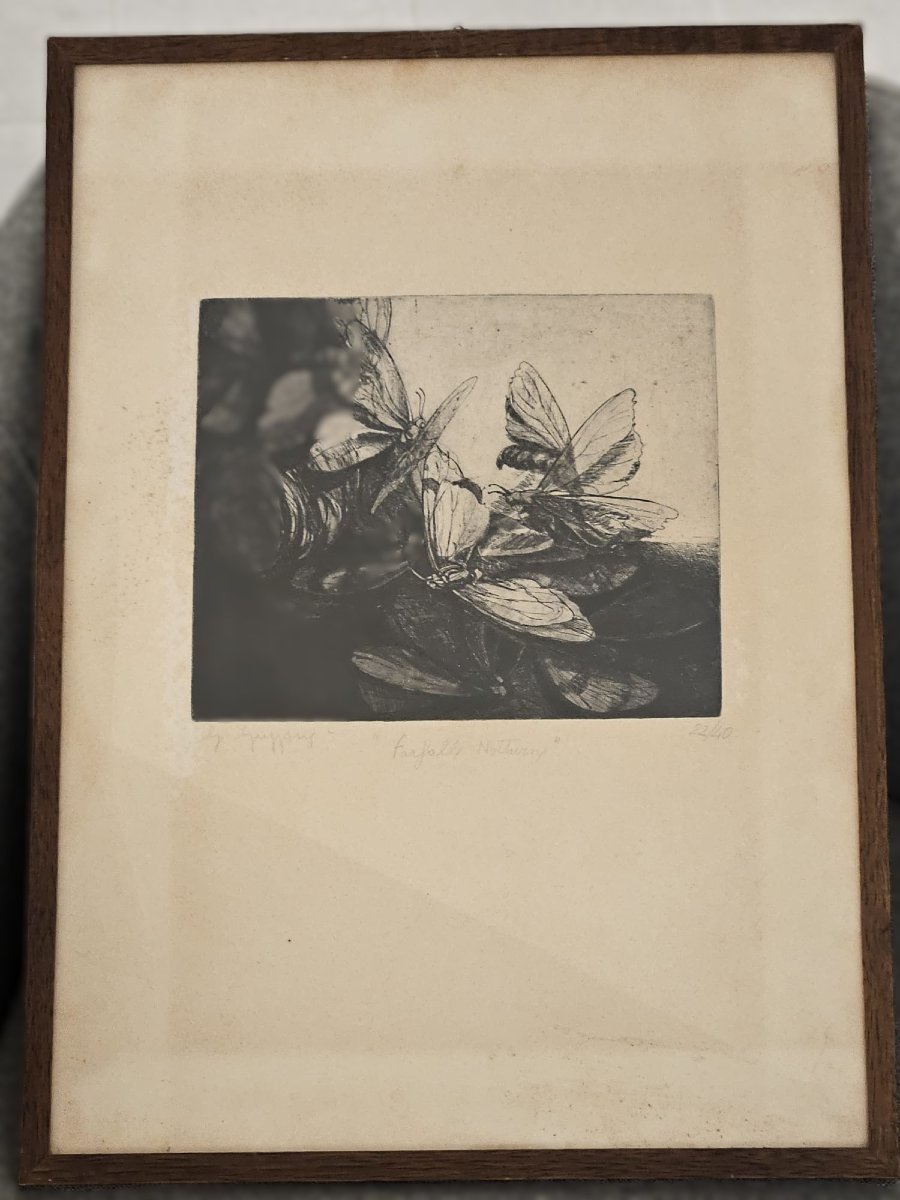 Triptyque « Papillons de nuit » composé de 3 estampes signées Guzzone.-photo-2