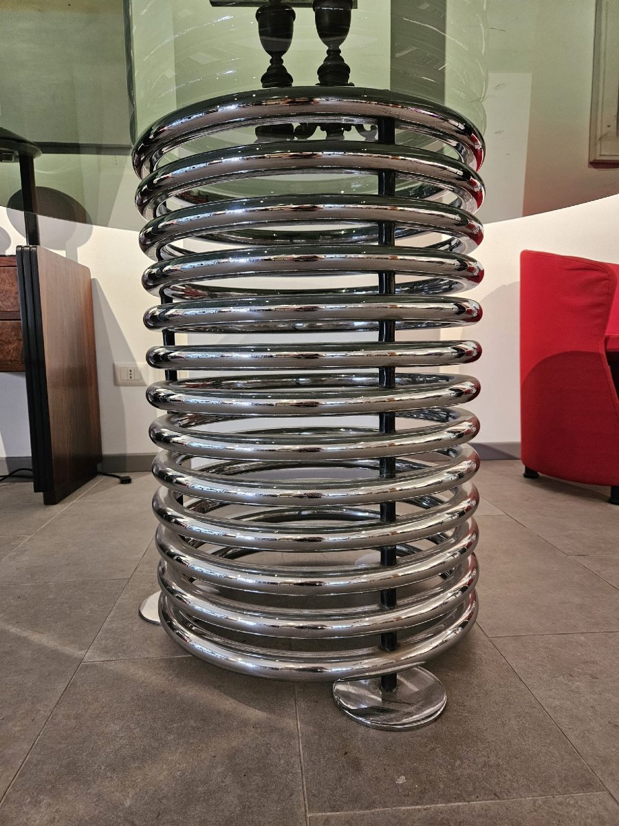 Table ronde en verre et en acier-photo-2