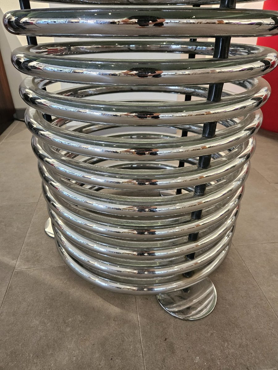 Table ronde en verre et en acier-photo-4