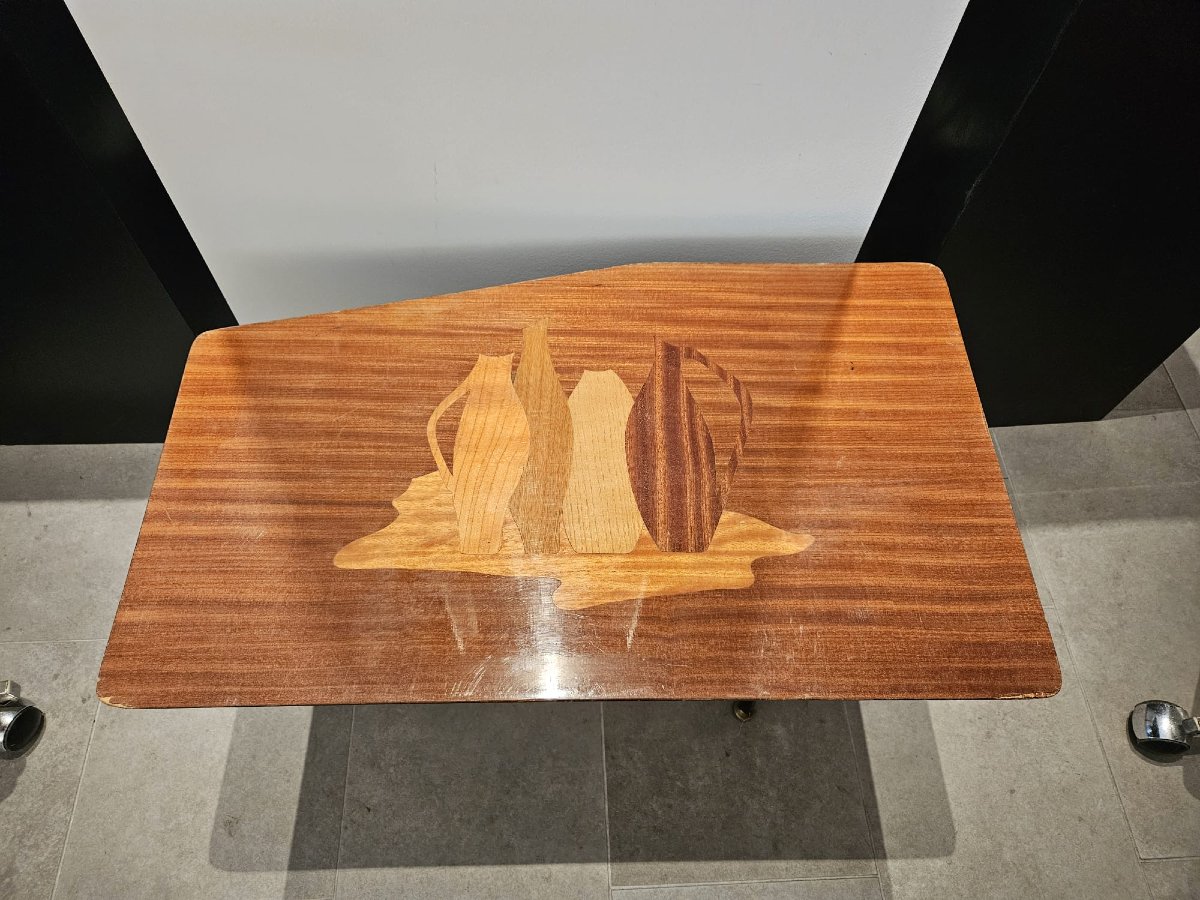 Low Coffee Table Made Of Carved, Inlaid Wood-photo-3