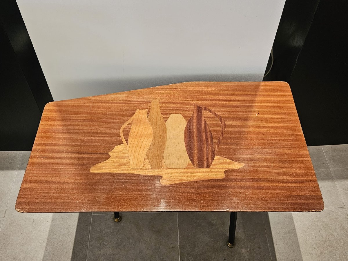 Low Coffee Table Made Of Carved, Inlaid Wood-photo-4