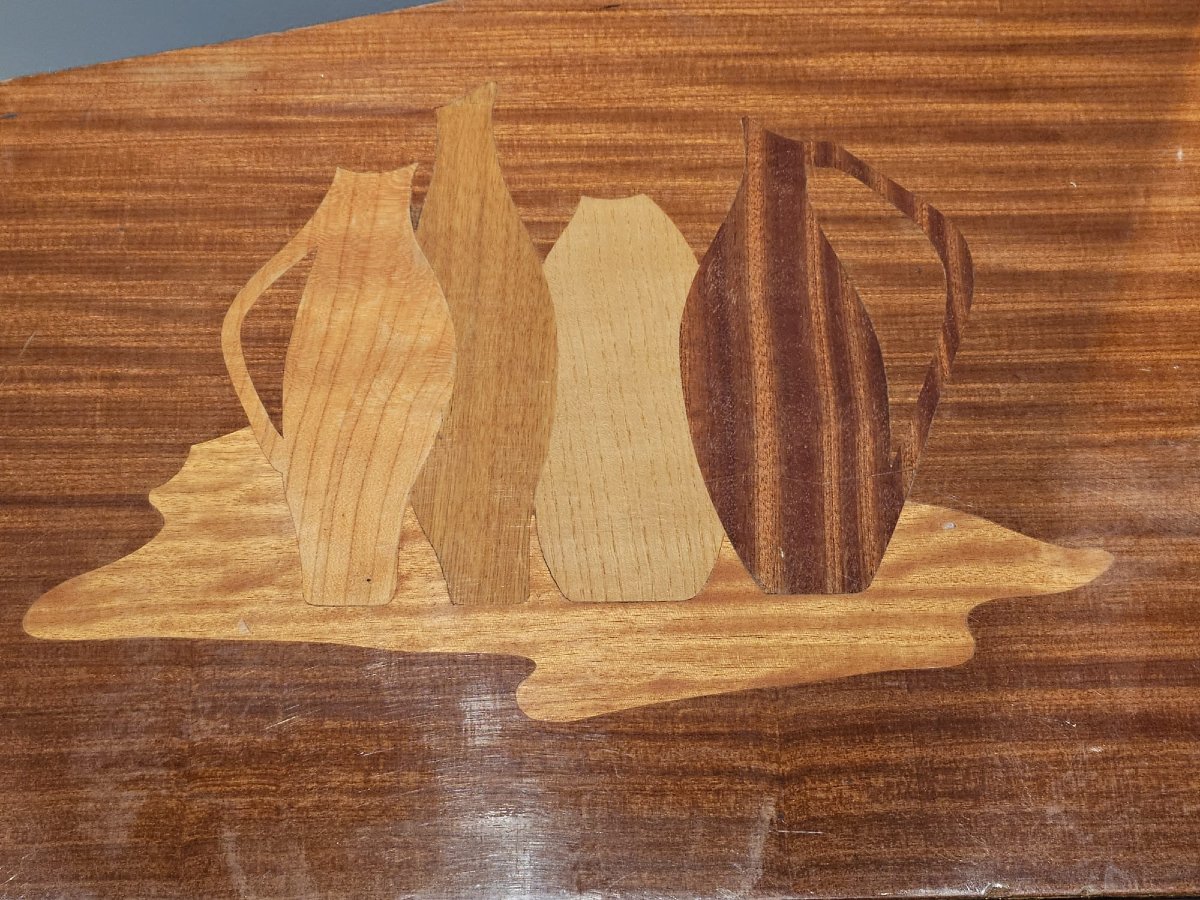 Low Coffee Table Made Of Carved, Inlaid Wood-photo-1
