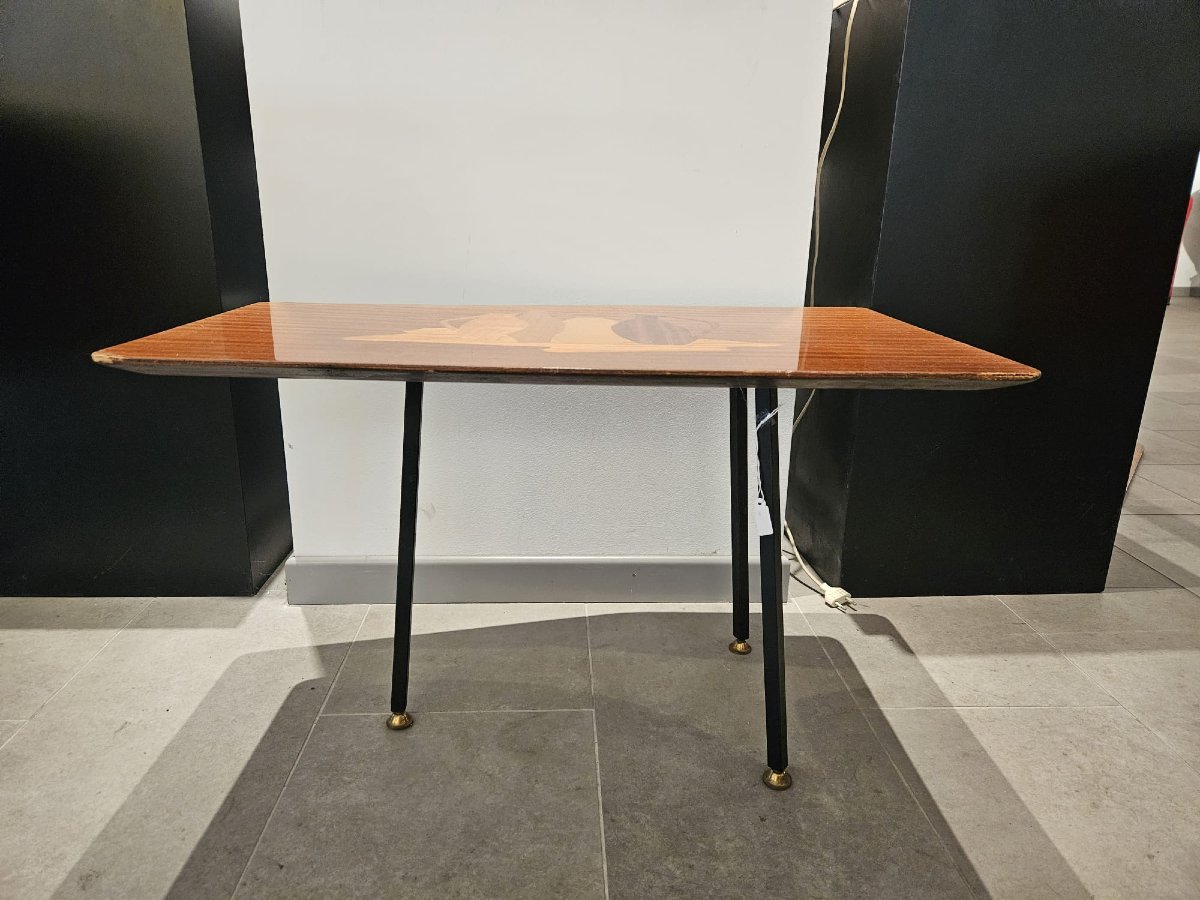 Low Coffee Table Made Of Carved, Inlaid Wood