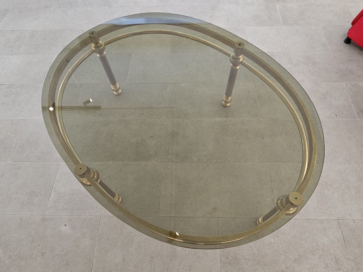 Low Oval Coffee Table With Smoked Glass-photo-2