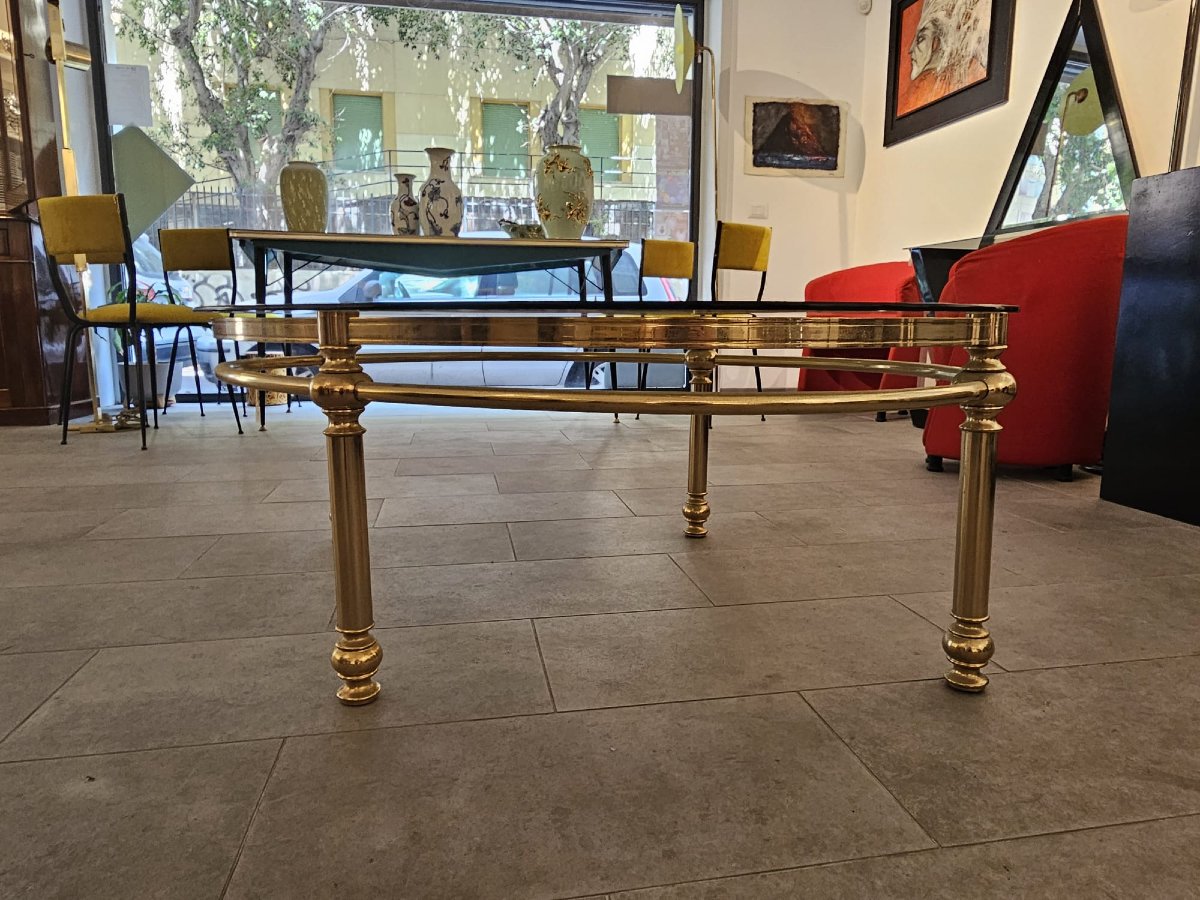 Low Oval Coffee Table With Smoked Glass-photo-3