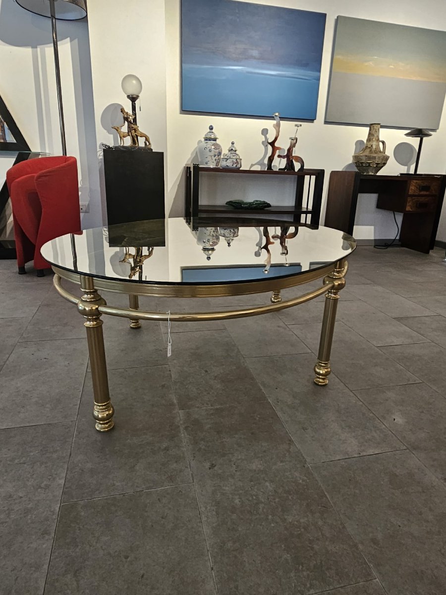 Low Oval Coffee Table With Smoked Glass-photo-4