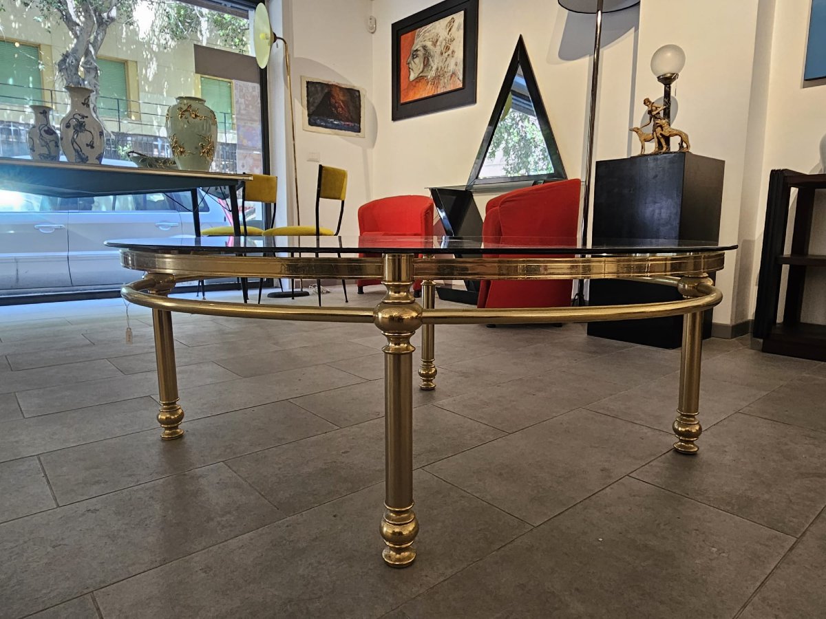Low Oval Coffee Table With Smoked Glass-photo-1