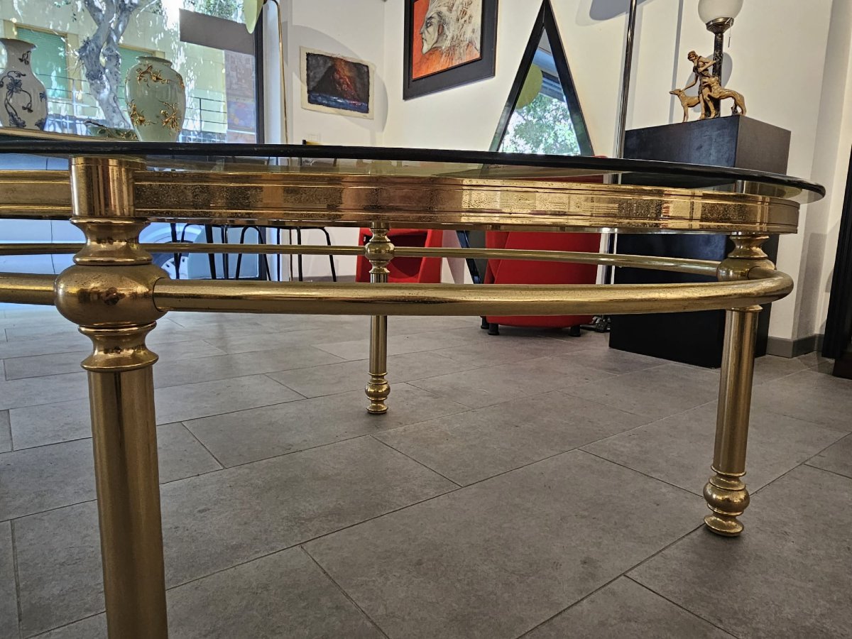 Low Oval Coffee Table With Smoked Glass-photo-3