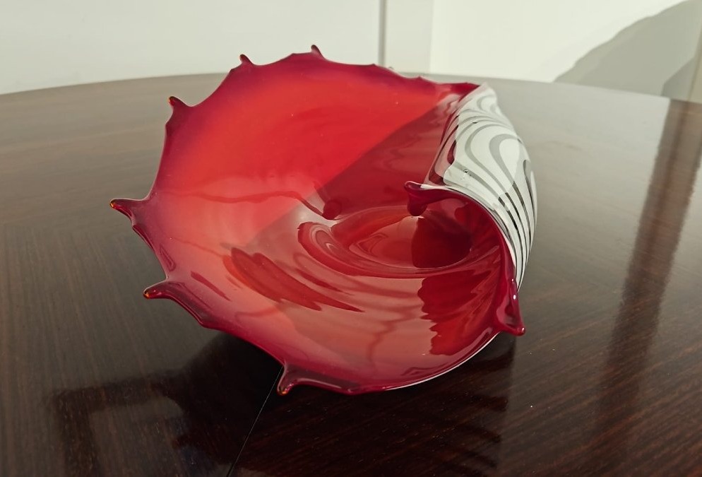 "zebra" Artistic Glass Centerpiece By Józefina Glassworks, Krosno, Poland-photo-3