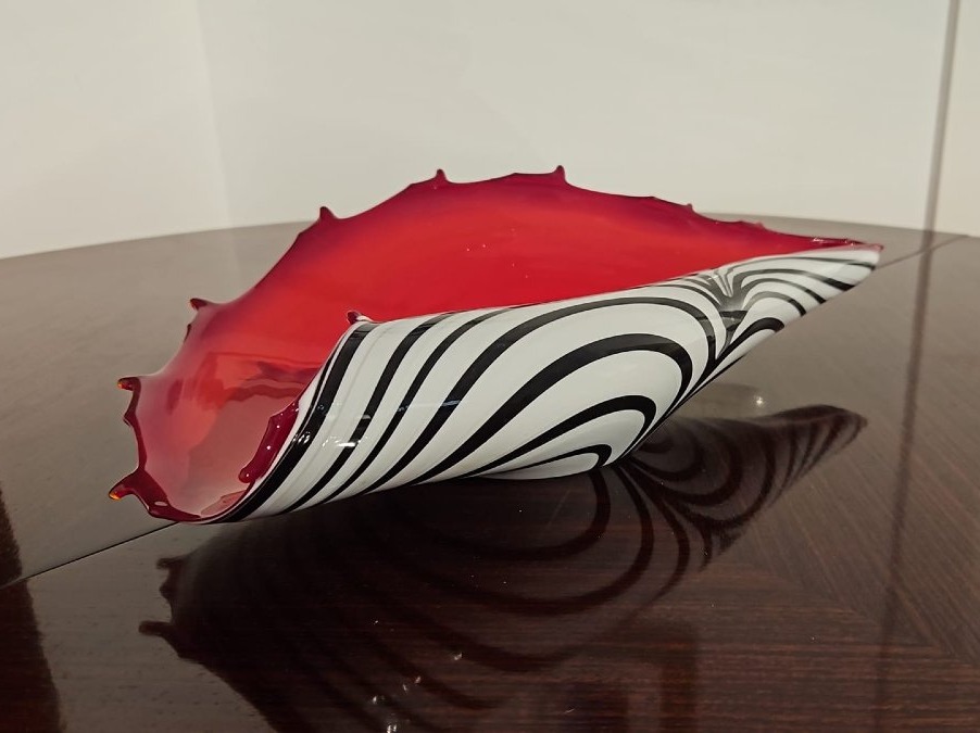"zebra" Artistic Glass Centerpiece By Józefina Glassworks, Krosno, Poland