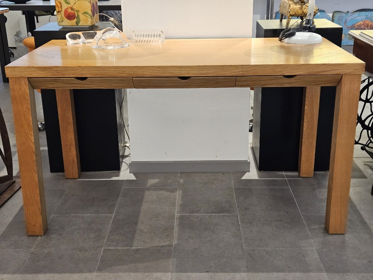 Swedish Writing Desk With Three Pull-out Drawers, Made Of Maple, From The 1970s