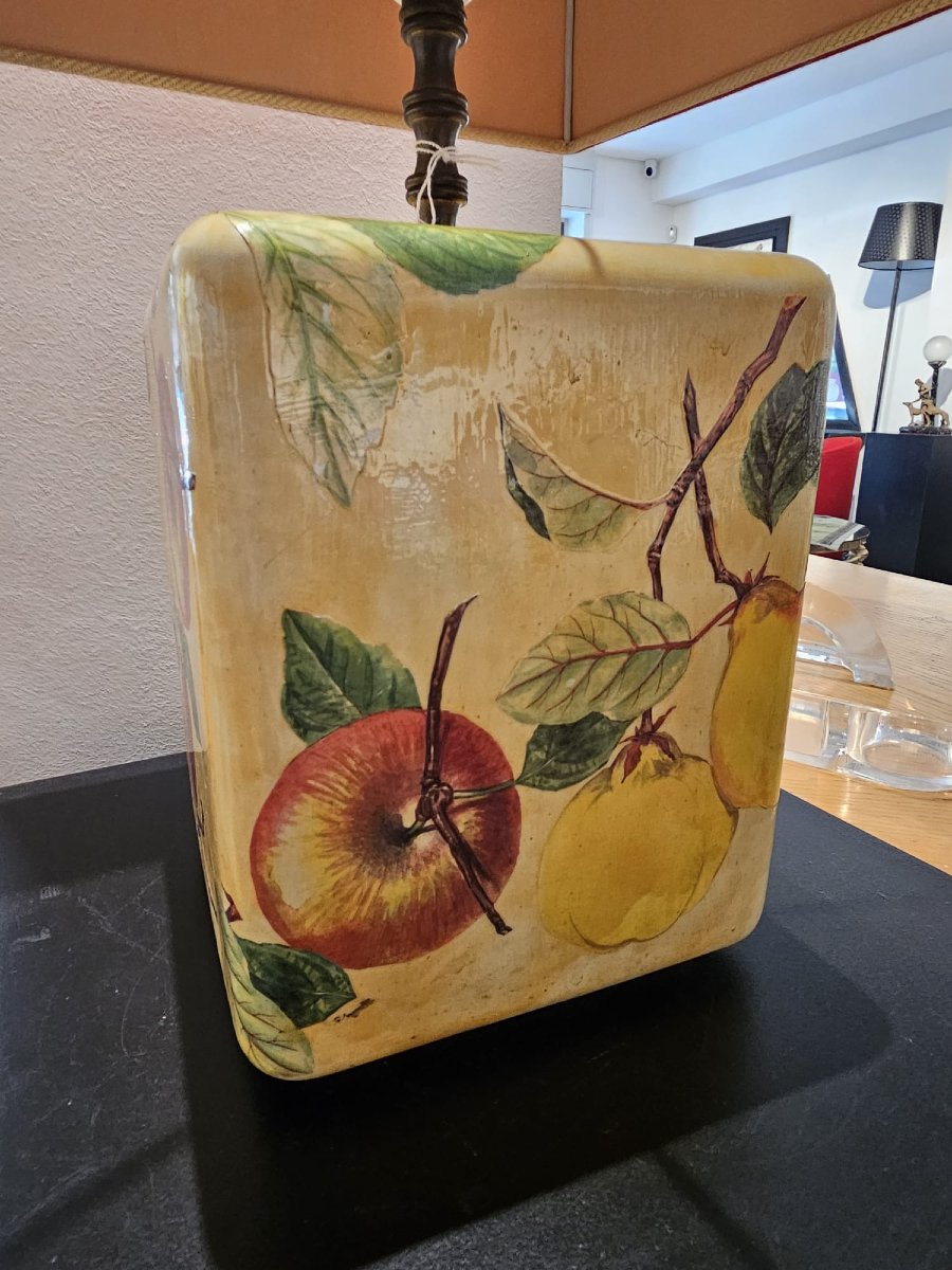 Square Ceramic And Fabric Table Lamp, Late 20th Century-photo-4