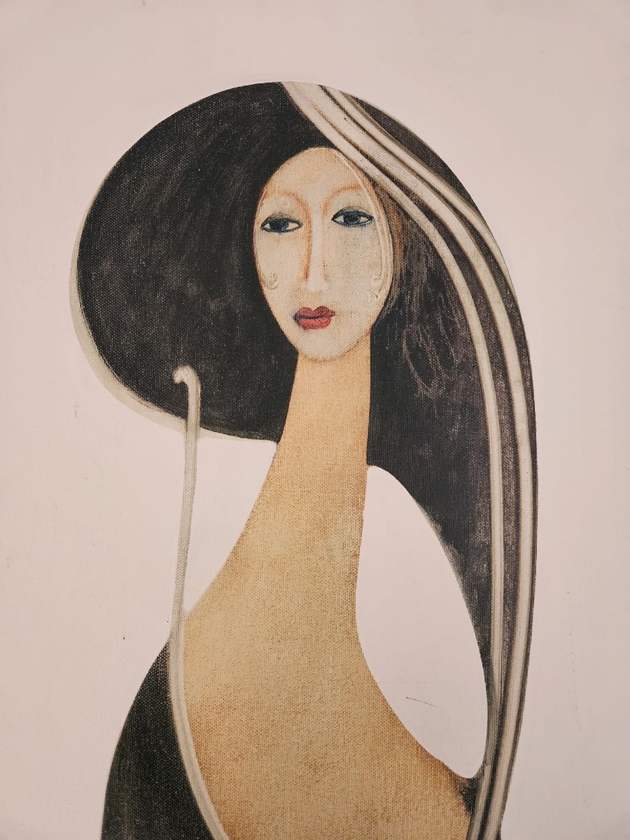 Cesare D'Angelo, tableau Femme au chapeau-photo-3