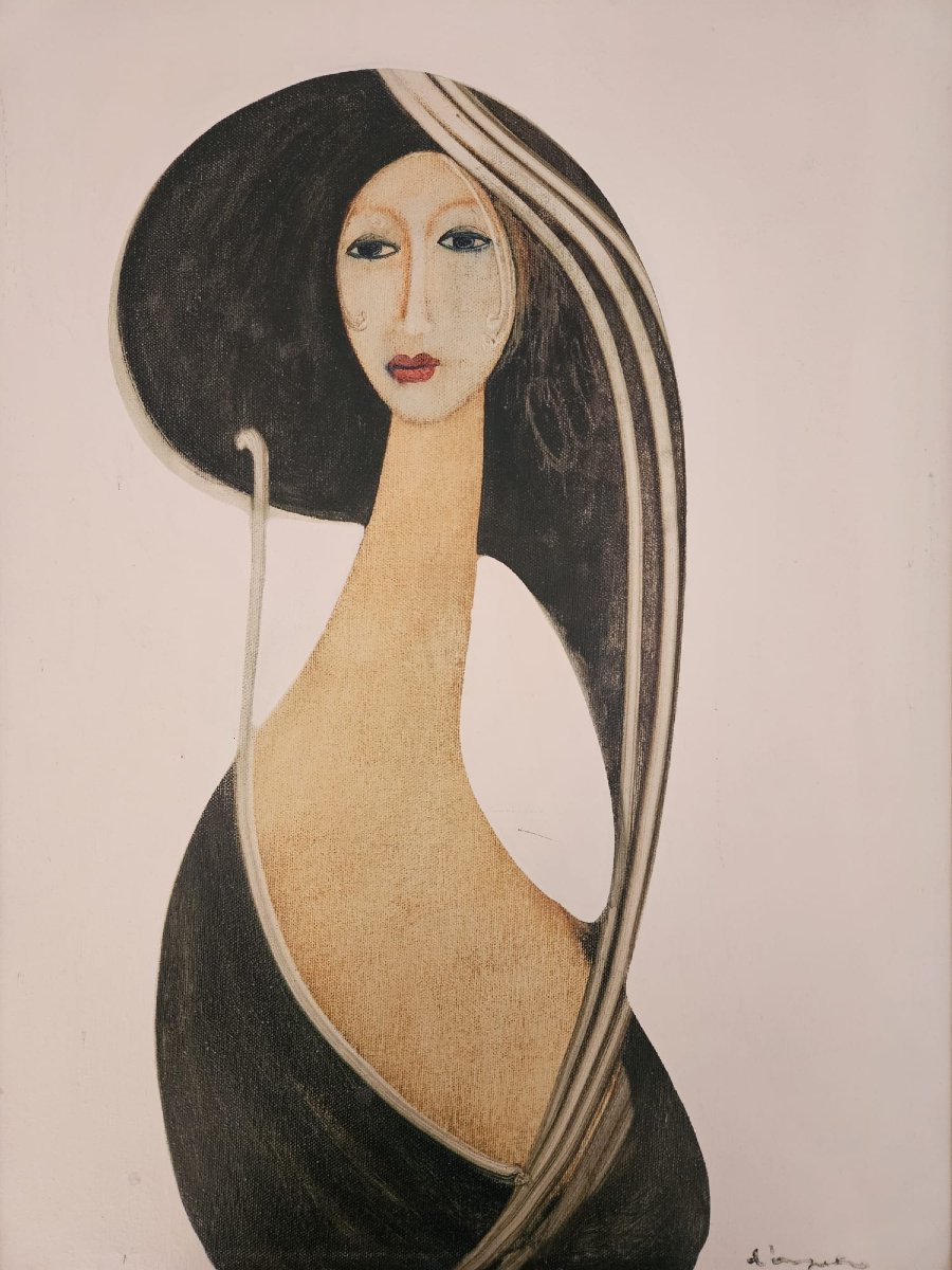 Cesare D'Angelo, tableau Femme au chapeau-photo-4