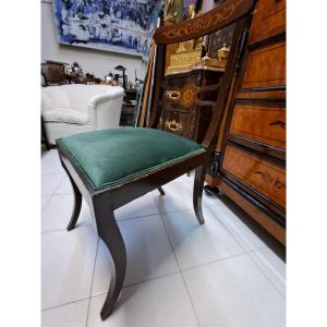 4 Chaises En Noyer Avec Incrustations En érable, Début Des Années 1900