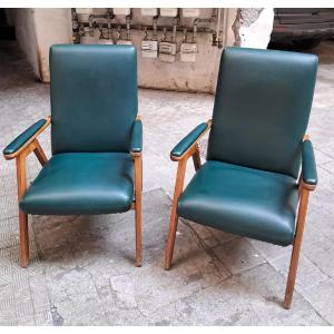 Paire de fauteuils à dossier réglable