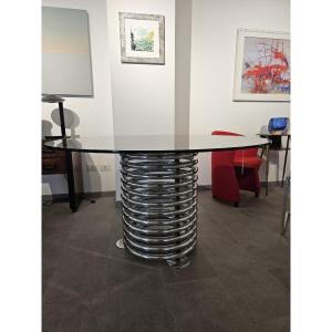 Round Glass And Steel Table