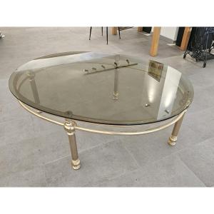 Low Oval Coffee Table With Smoked Glass
