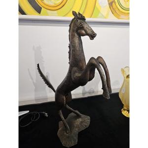 Brutalist Sculpture "cavallo Rampante" By G. M., Late 20th Century