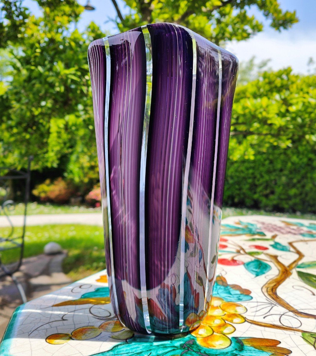 Adriano Dalla Valentina (1945-2019) Blown Glass Murano Vase-photo-4