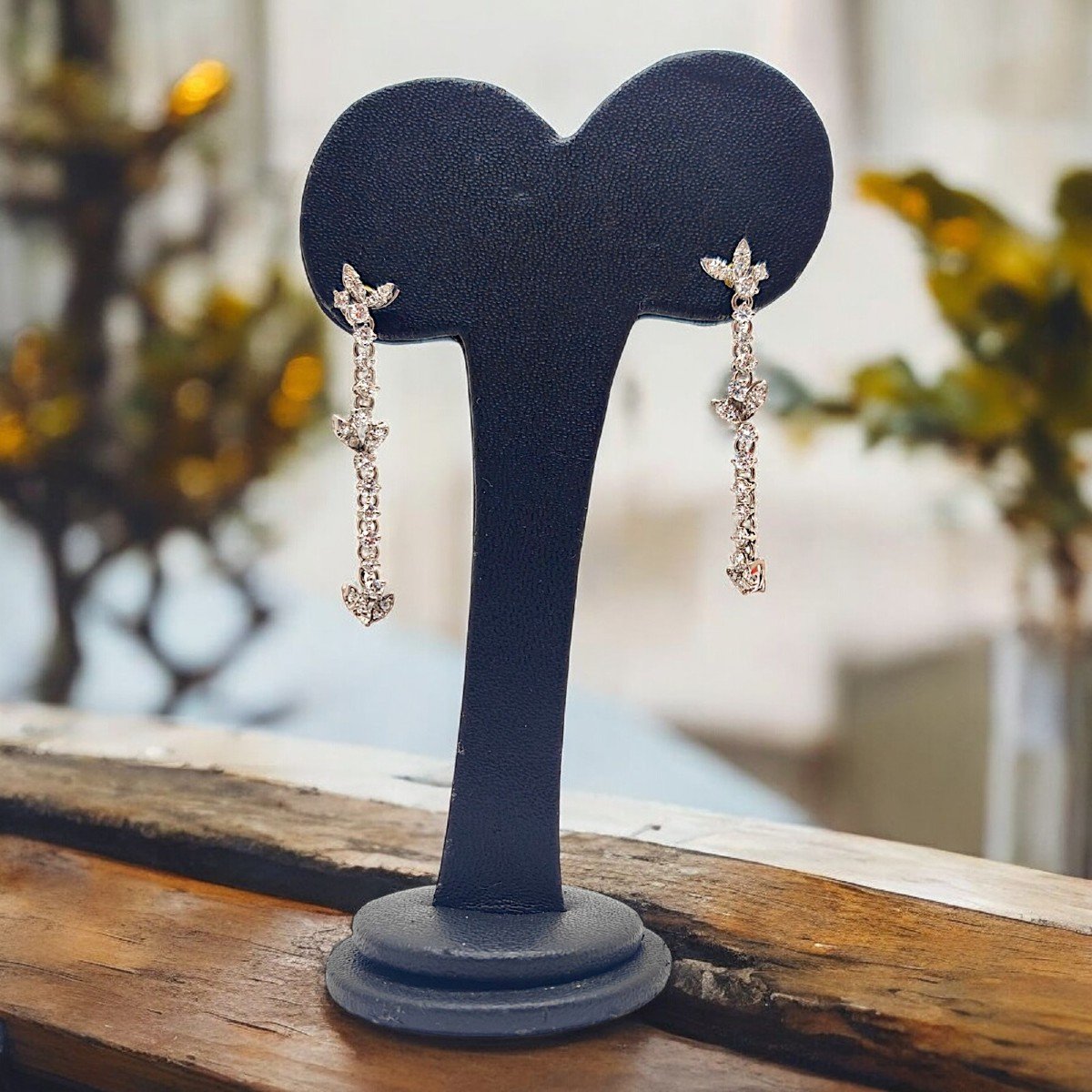 Boucles d'Oreilles En Cascade De Diamants De 3,6 Ct En Or Blanc 18 Kt-photo-2