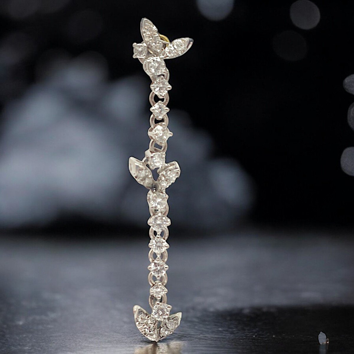 Boucles d'Oreilles En Cascade De Diamants De 3,6 Ct En Or Blanc 18 Kt-photo-2